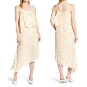 NEW Lewit Yellow Impala Spencer Asymmetrical Midi Dress Sz. 16